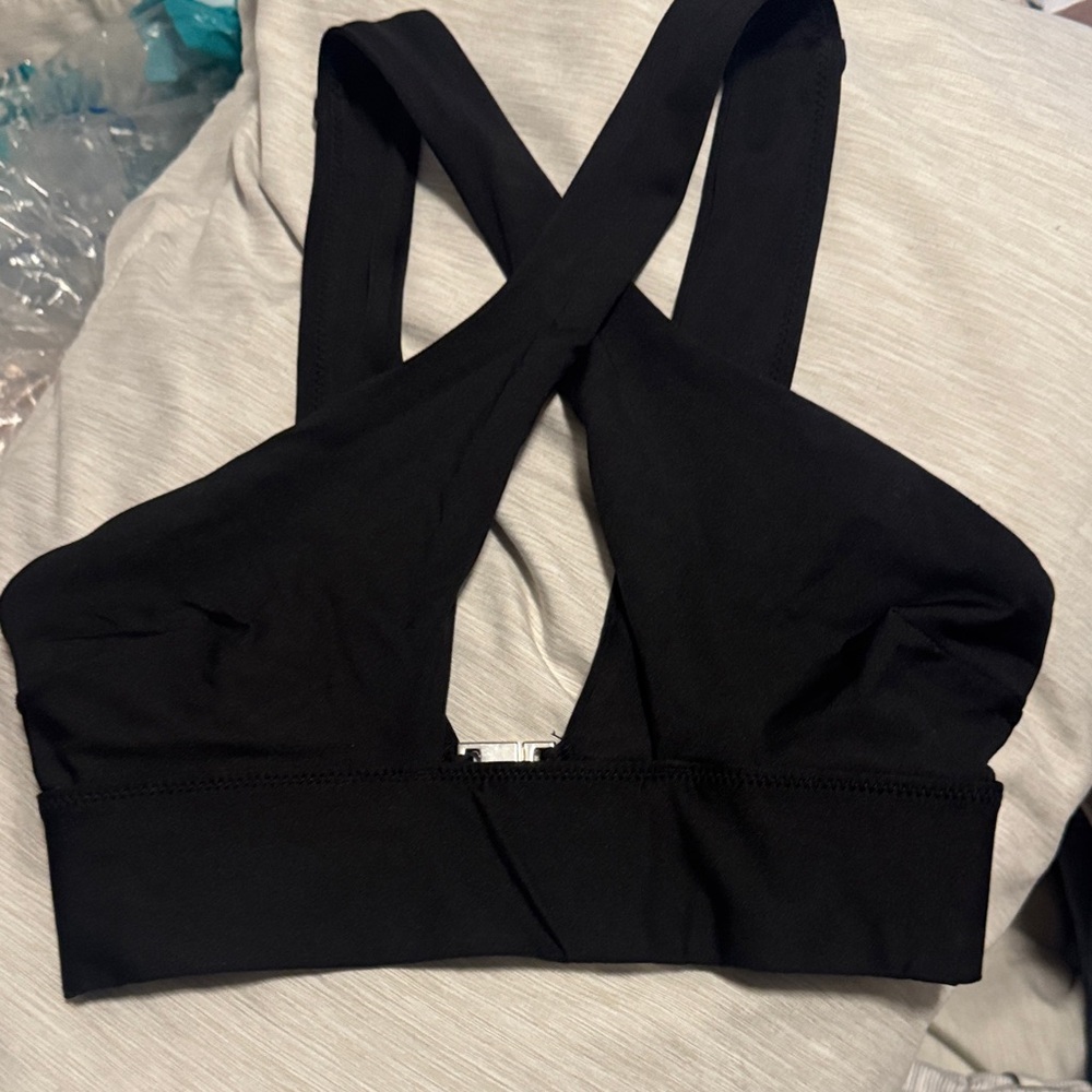 Black Cross-Back Swim Top - Women Swim Bikinis